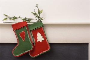 Christmas Stockings Hanging over Fireplace
